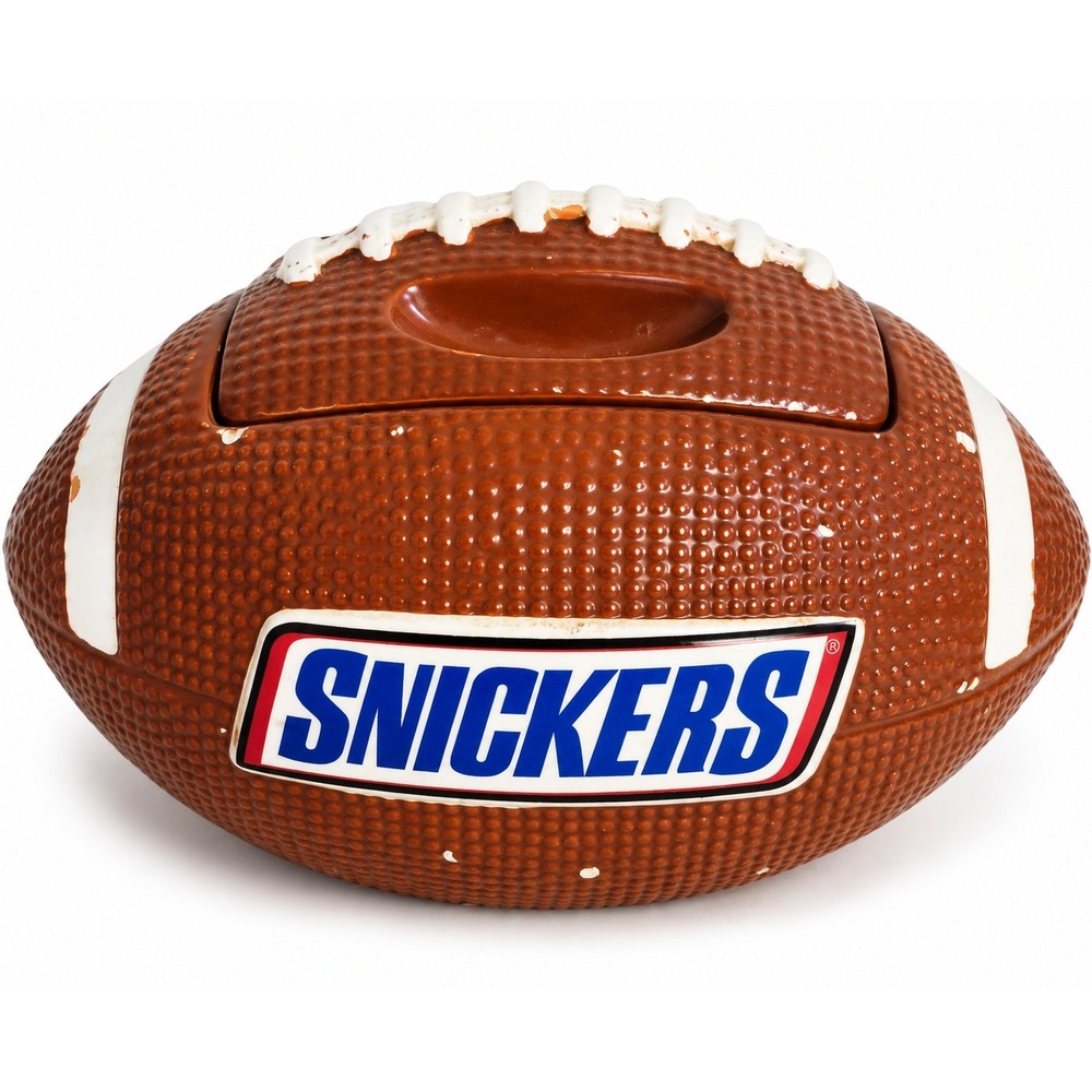 Vintage 2003 Snickers Football Ceramic Candy Cookie Jar Galerie Lidded Sports